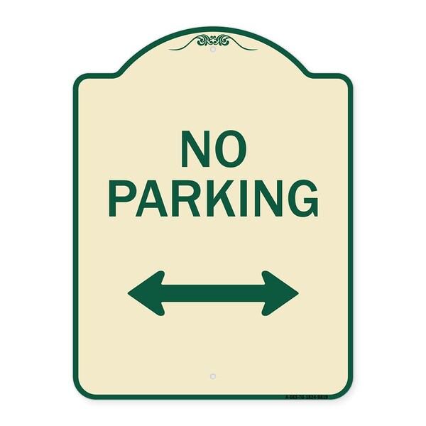 Designer Series-No Parking With Bidirectional Arrow Tan & Green, 24" x 18", TG-1824-9819